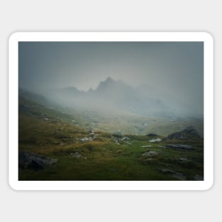 Transfagarasan misty mountain peak Sticker